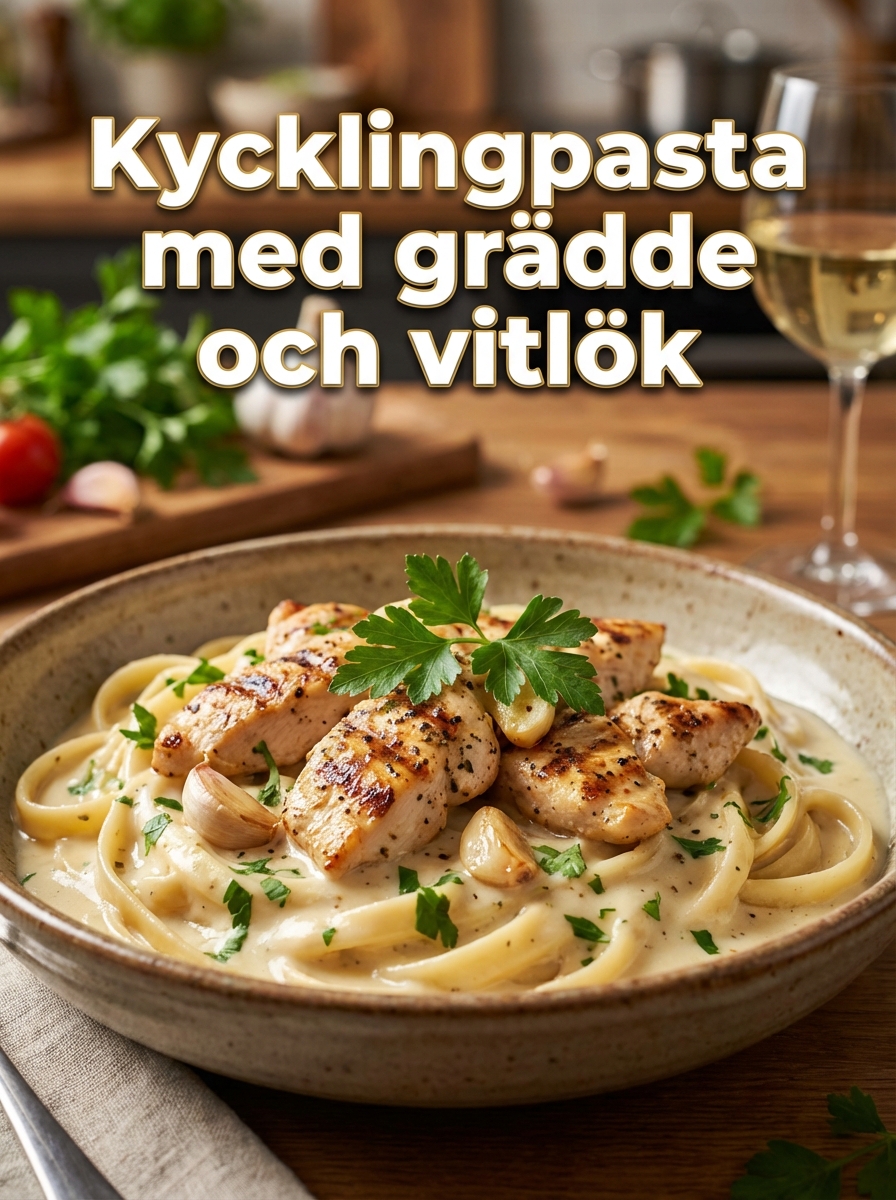 Kycklingpasta med grädde och vitlök: krämig vardagslyx – snabbt recept